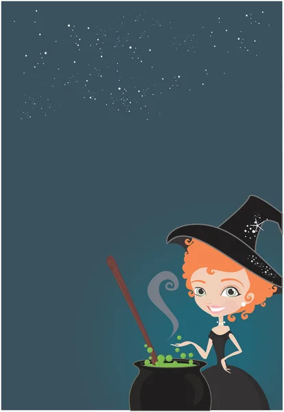 Aranyos Halloween boszorkány — Stock Vector