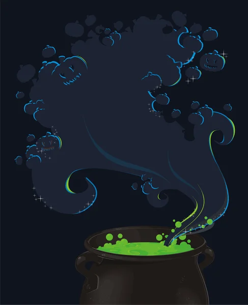 Halloween background with cauldron — Stock Vector