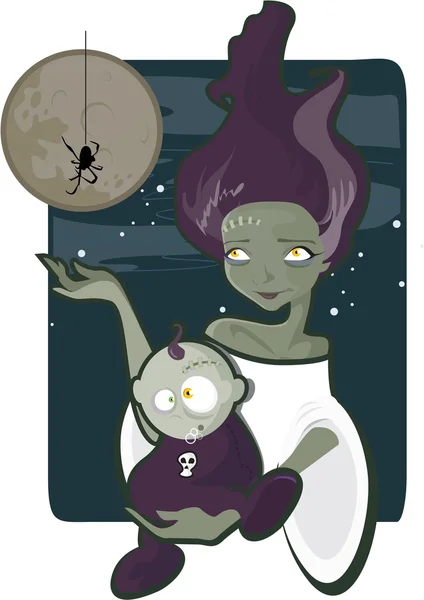 Famille Halloween frankestein — Image vectorielle
