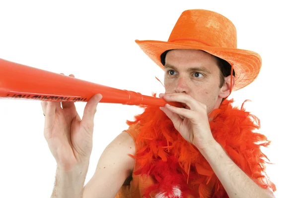 stock image Soccer fan with horn