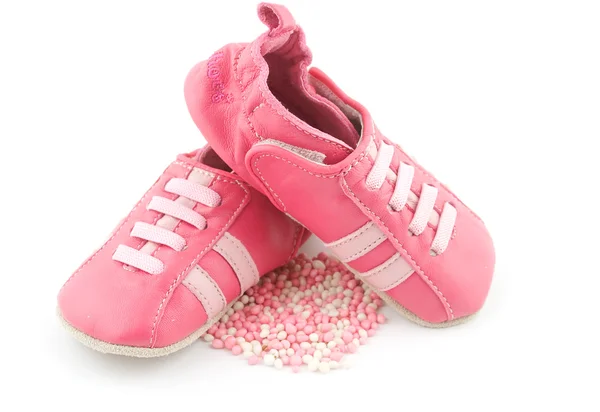 Zapatos de bebé rosa con ratones —  Fotos de Stock