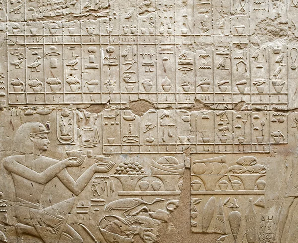 Hieroglyfy na zdi v chrámu v Luxoru — Stock fotografie