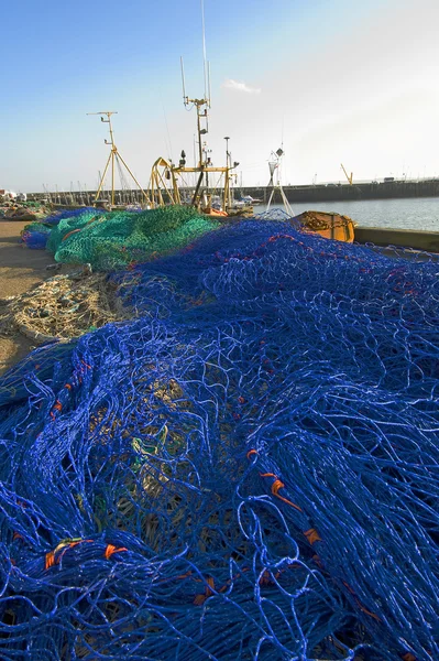 Redes de pesca num cais — Fotografia de Stock