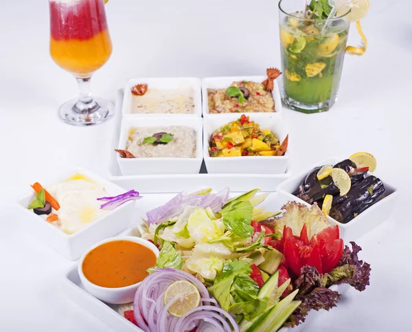 Selection of fresh salads in a restaurant — Stock Photo, Image