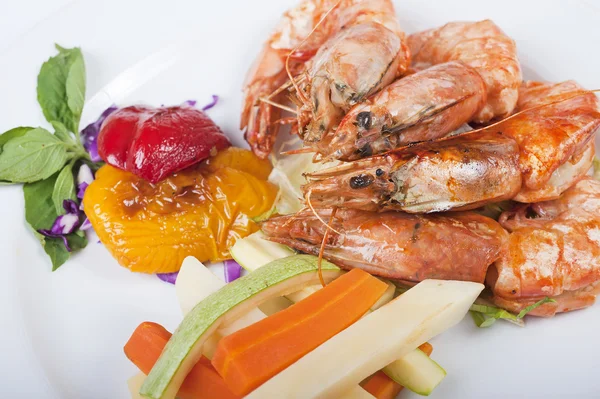 Tygří krevety jídelního jídlo — Stock fotografie