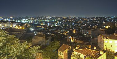 Geceleri Cityscape görünümü