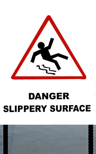 Slippery surface warning sign — Stock Photo, Image