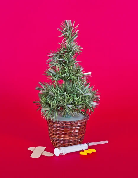 stock image Small christmas tree with medical equipment