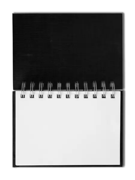 Schwarzes Notizbuch horizontal einzelne leere Seite — Stockfoto