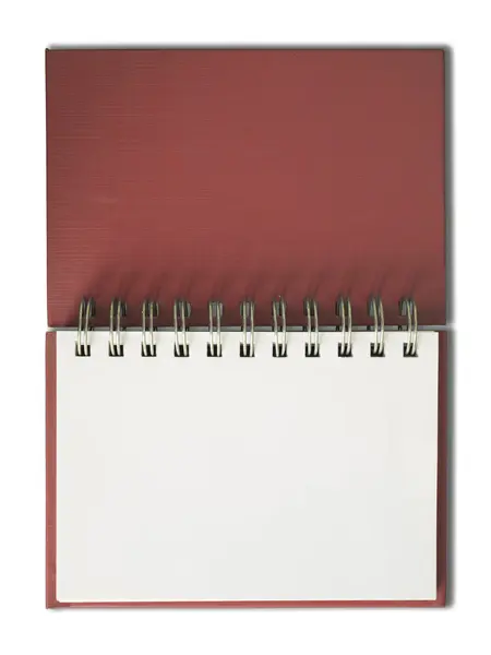 Červený zápisník vodorovných jednu prázdnou stránku — Stock fotografie
