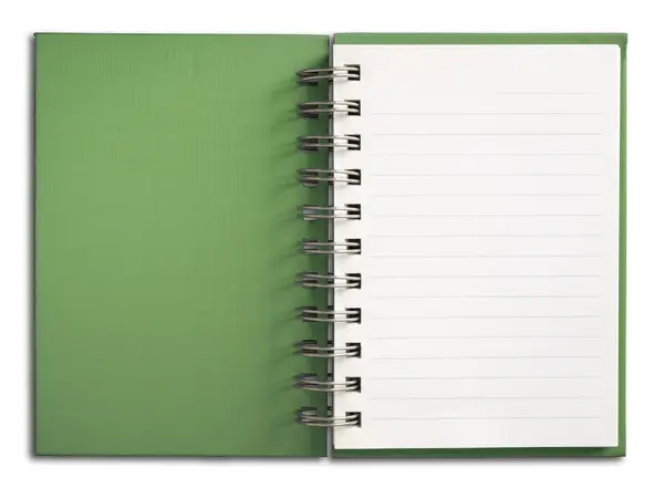 Grünes Notizbuch senkrecht — Stockfoto