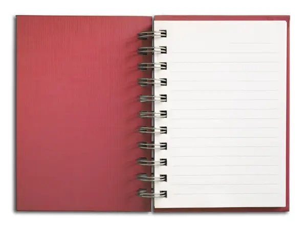 Красная тетрадь вертикальная одна белая страница Стоковое Фото