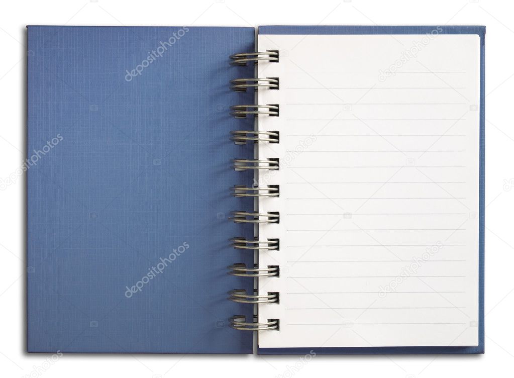 Blue Notebook vertical single white page