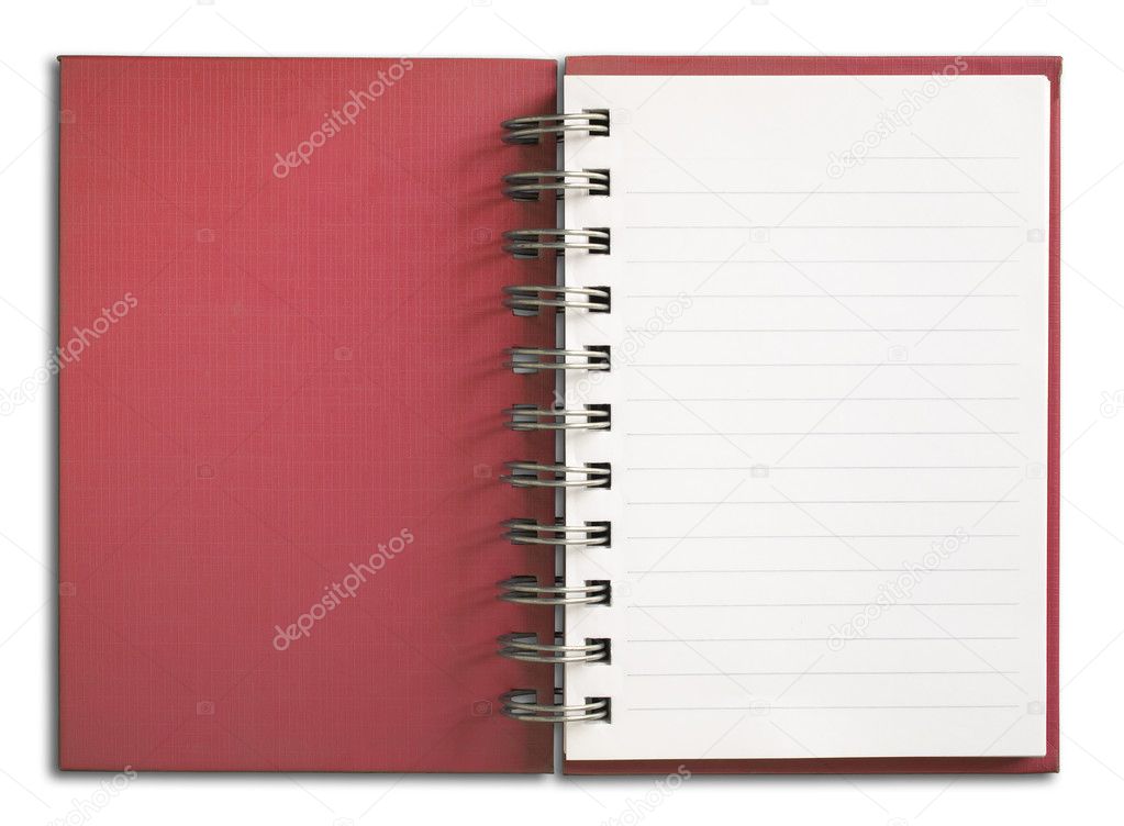 Red Notebook vertical single white page