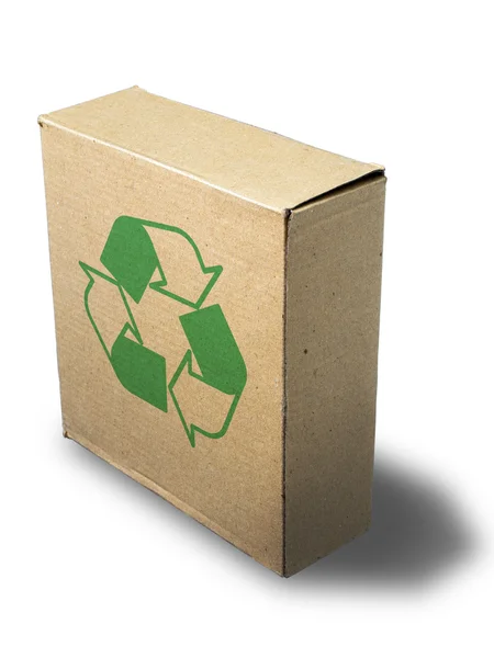Reciclar cerrar caja de papel marrón — Foto de Stock