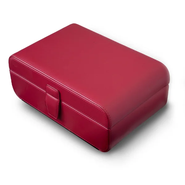 Kırmızı deri kutu — Stok fotoğraf