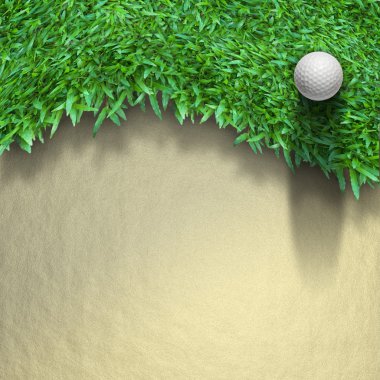 White golf ball on green grass clipart