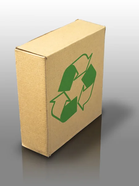 Reciclar fechar caixa de papel marrom — Fotografia de Stock