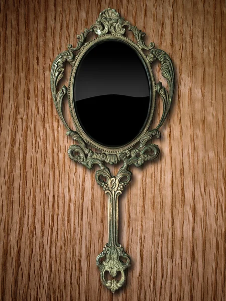 Specchio a mano in Rovere Rosso — Foto Stock