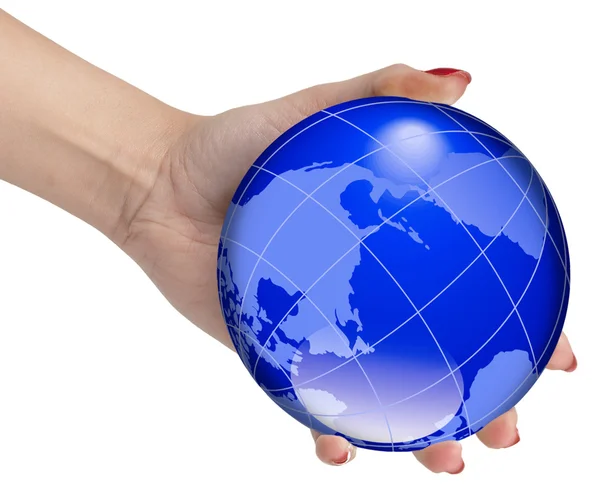 Hand holding the world globe — Stock Photo, Image