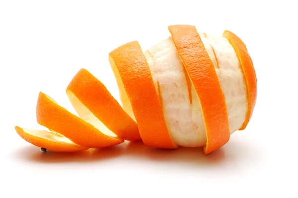 Naranja y su corte de corteza en forma de espiral —  Fotos de Stock