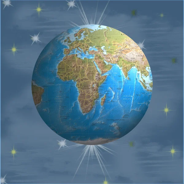 Earth on blue sky — Stock Photo, Image