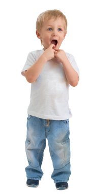 Wow! Boy of three years surprised clipart