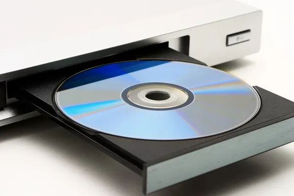 Disk drive in DVD player — Stock Photo, Image