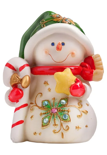 Speelgoed kerst sneeuwman geïsoleerd — Stockfoto