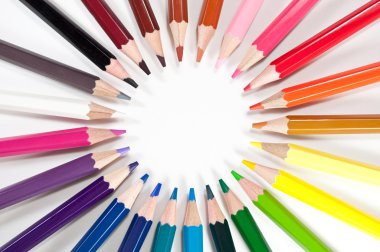 Circle of colored pencils clipart