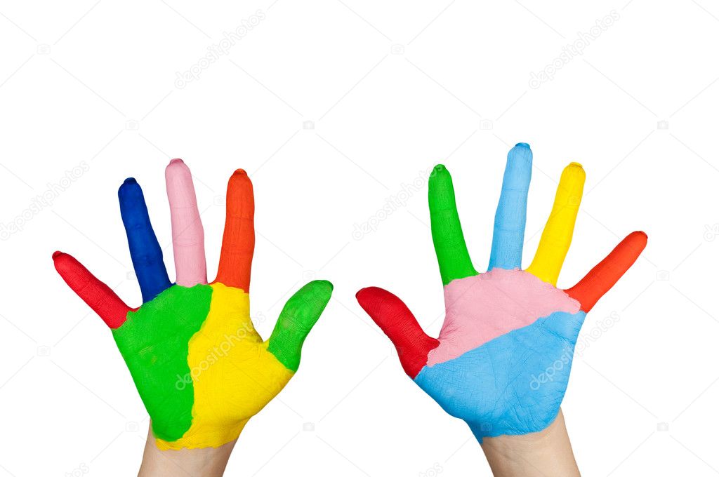 Painted hands.