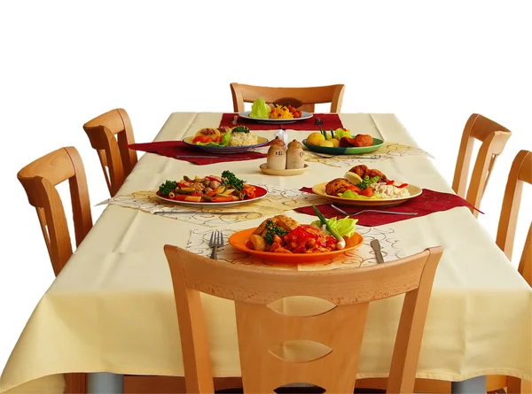 Tisch mit Essen Stockbild