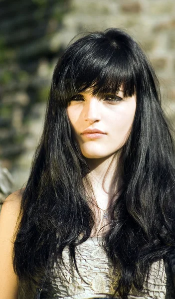 Pretty girl black hair — Stock Photo, Image
