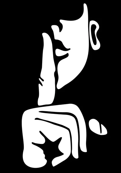 Обличчя Чорно Білому Пальцем Губах — стоковий вектор