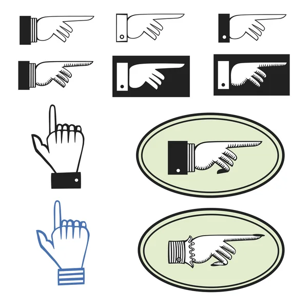 Set of pointing hands — Stock Vector