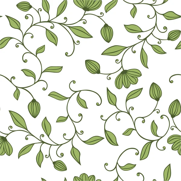 シームレスな緑の花柄のパターン — ストックベクタ