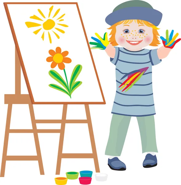 The small artist — Stock Vector
