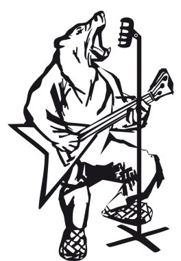 The bear plays fate an electroguitar clipart