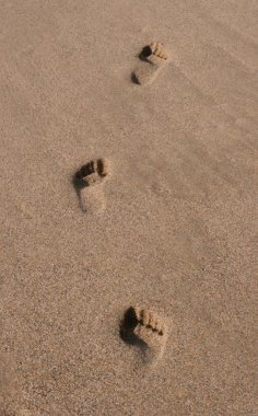 Footprints on the beach clipart