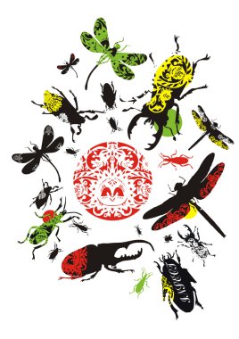 Decorative insects clipart