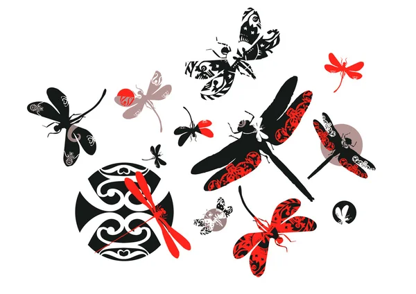 Decorative dragonflies — Stock Vector