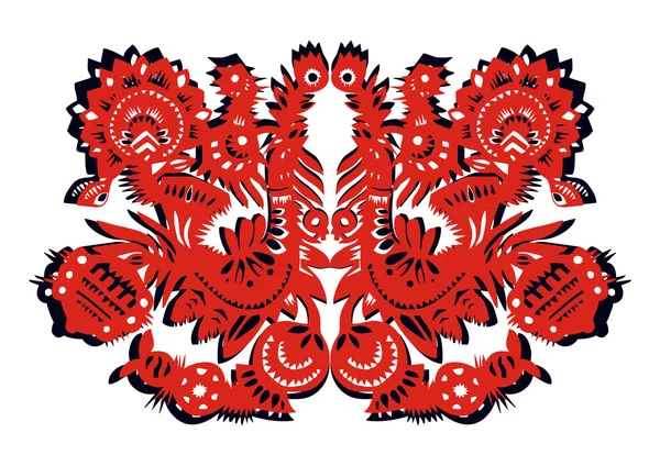 Red doves-pattern — Stock Vector