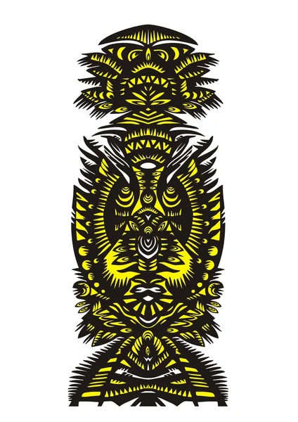 Motif décoratif vertical avec oiseaux et fleurs — Image vectorielle