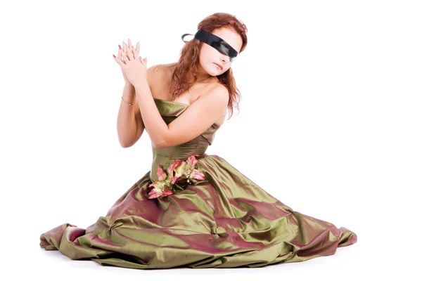 Girl blindfolded — Stock Photo, Image