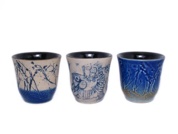 Tre tazze di ceramica — Foto Stock