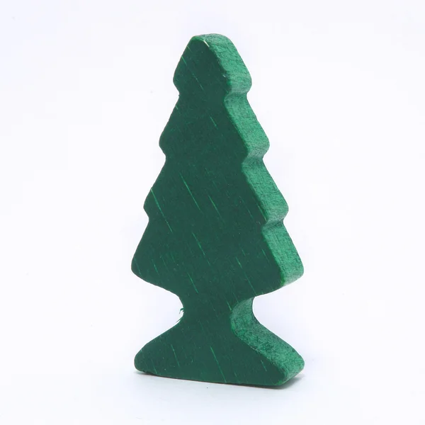 Green wooden christmas tree toy — Stock Photo, Image