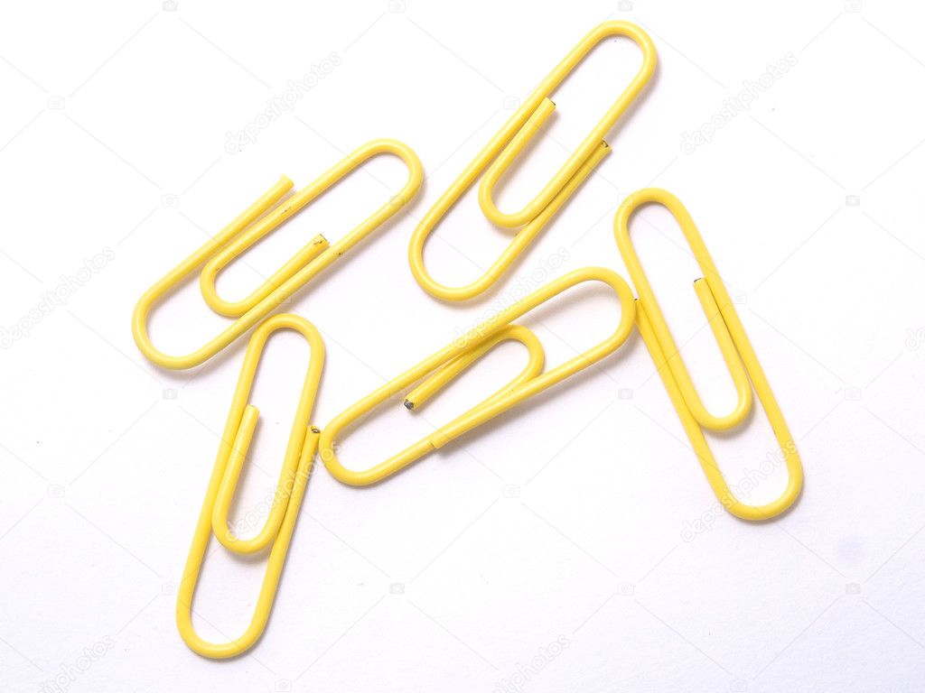 Five yellow paper gem clips — Stock Photo © tkliew 3246062
