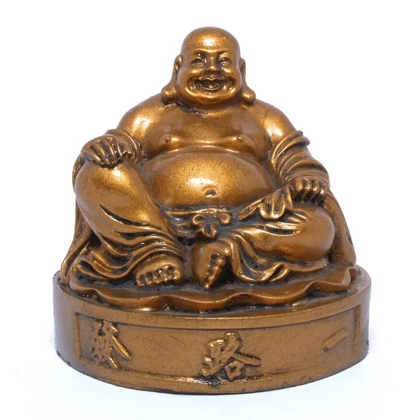 Gamle gyldne grinende buddha - Stock-foto