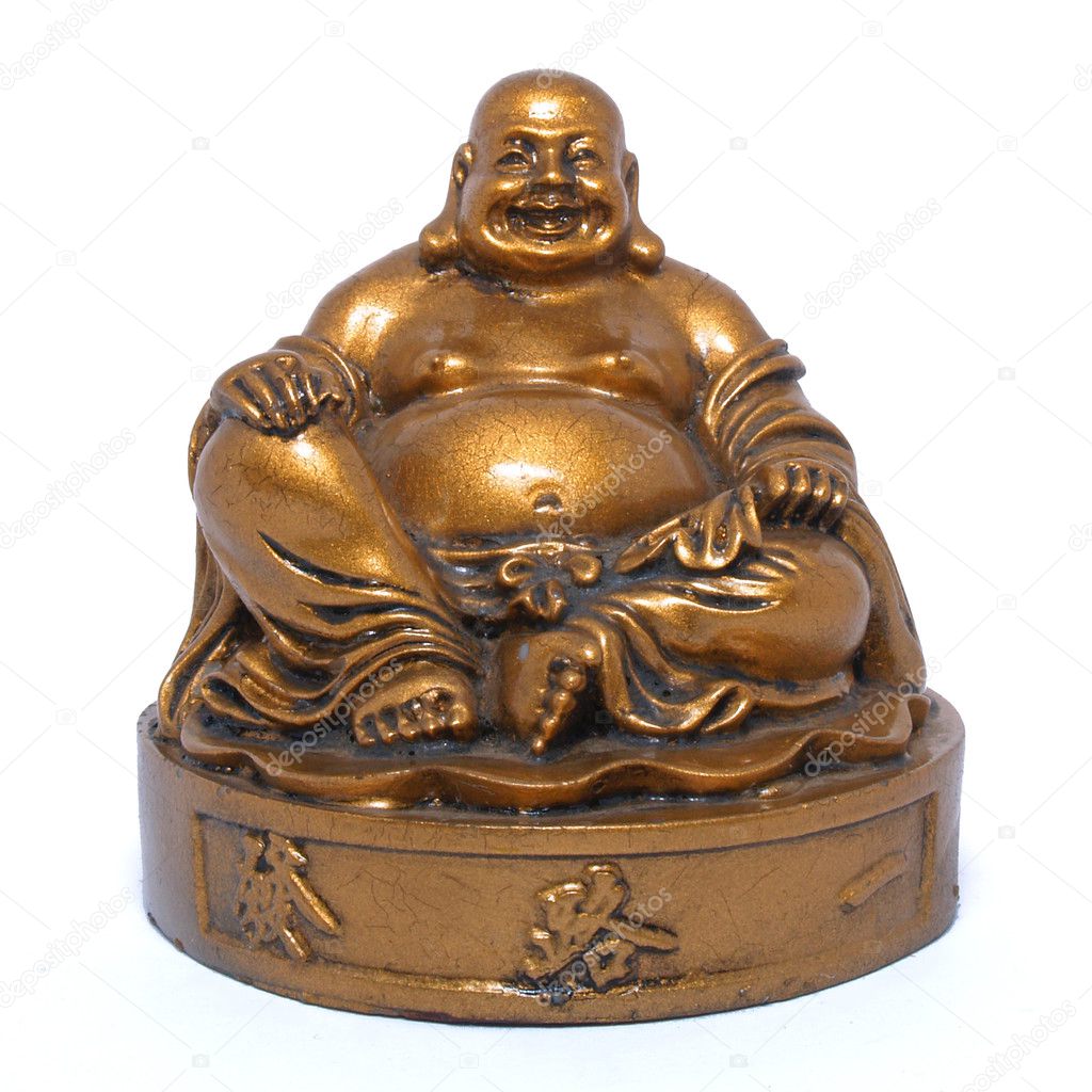 Old golden laughing buddha