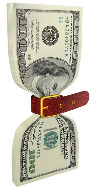Balení 100 dolarů bankovek pevně — Stock fotografie